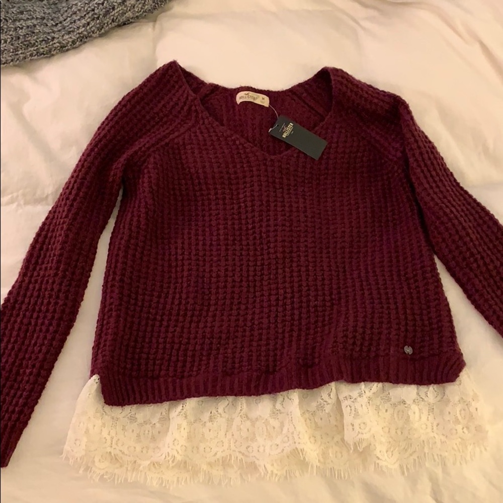 NWT Hollister lace trim sweater